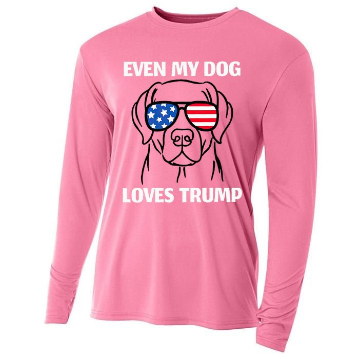 Labrador Dog Sunglasses Usa Flag Even My Dog Loves Trump Cooling Performance Long Sleeve Crew