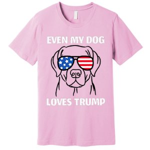 Labrador Dog Sunglasses Usa Flag Even My Dog Loves Trump Premium T-Shirt