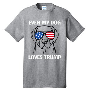 Labrador Dog Sunglasses Usa Flag Even My Dog Loves Trump Tall T-Shirt