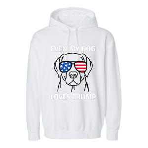 Labrador Dog Sunglasses Usa Flag Even My Dog Loves Trump Garment-Dyed Fleece Hoodie