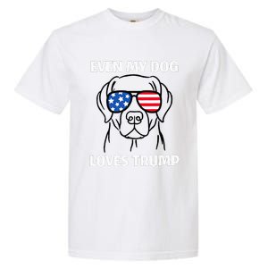 Labrador Dog Sunglasses Usa Flag Even My Dog Loves Trump Garment-Dyed Heavyweight T-Shirt