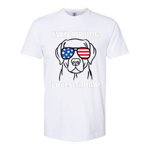 Labrador Dog Sunglasses Usa Flag Even My Dog Loves Trump Softstyle CVC T-Shirt