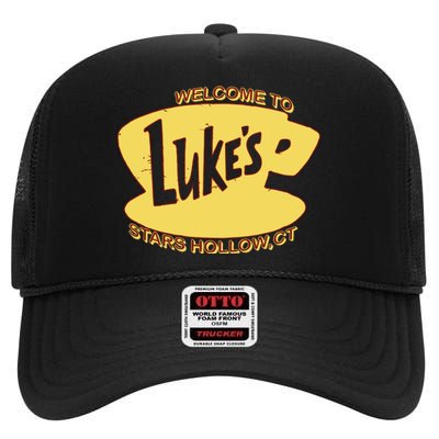 LukeS Diner Stars Hollow High Crown Mesh Back Trucker Hat