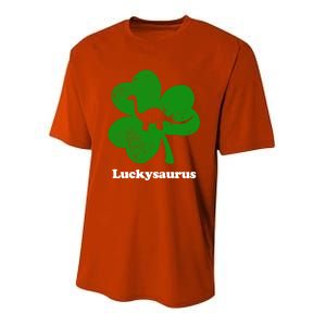 Lucky Dinosaur St Patricks Day Irish Shamrock Luckysaurus Gift Youth Performance Sprint T-Shirt