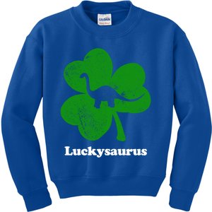 Lucky Dinosaur St Patricks Day Irish Shamrock Luckysaurus Gift Kids Sweatshirt