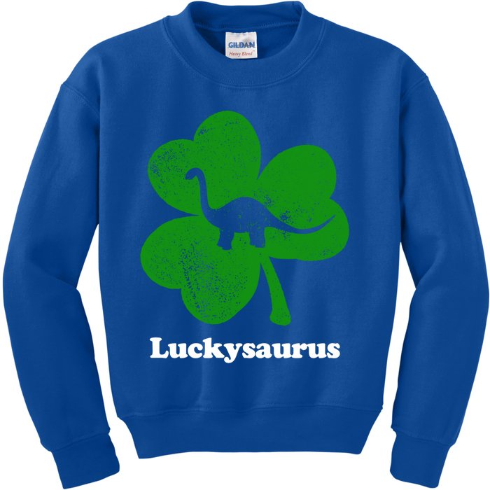 Lucky Dinosaur St Patricks Day Irish Shamrock Luckysaurus Gift Kids Sweatshirt