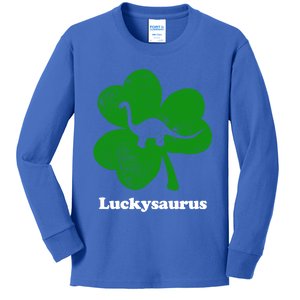 Lucky Dinosaur St Patricks Day Irish Shamrock Luckysaurus Gift Kids Long Sleeve Shirt