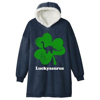 Lucky Dinosaur St Patricks Day Irish Shamrock Luckysaurus Gift Hooded Wearable Blanket