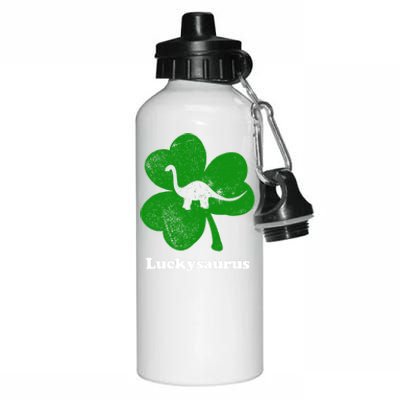 Lucky Dinosaur St Patricks Day Irish Shamrock Luckysaurus Gift Aluminum Water Bottle