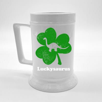 Lucky Dinosaur St Patricks Day Irish Shamrock Luckysaurus Gift Beer Stein