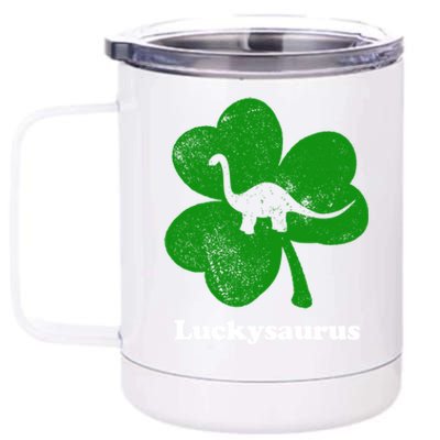 Lucky Dinosaur St Patricks Day Irish Shamrock Luckysaurus Gift 12 oz Stainless Steel Tumbler Cup