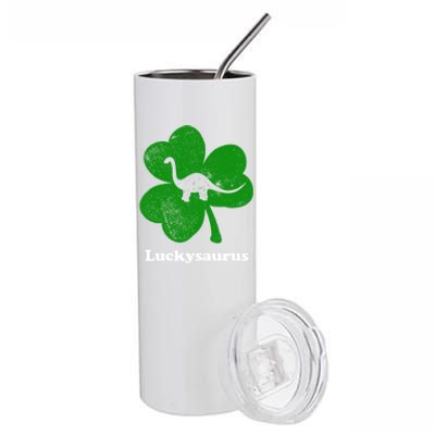 Lucky Dinosaur St Patricks Day Irish Shamrock Luckysaurus Gift Stainless Steel Tumbler