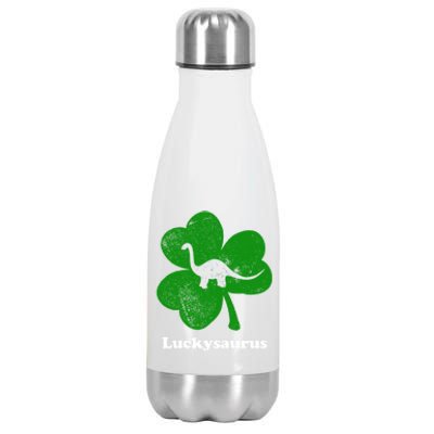 Lucky Dinosaur St Patricks Day Irish Shamrock Luckysaurus Gift Stainless Steel Insulated Water Bottle