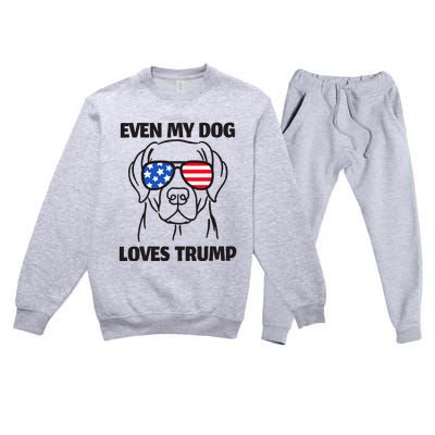 Labrador Dog Sunglasses Usa Flag Even My Dog Loves Trump Premium Crewneck Sweatsuit Set