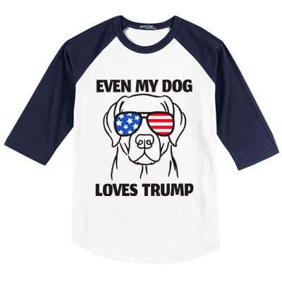 Labrador Dog Sunglasses Usa Flag Even My Dog Loves Trump Baseball Sleeve Shirt