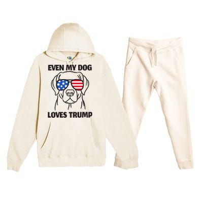 Labrador Dog Sunglasses Usa Flag Even My Dog Loves Trump Premium Hooded Sweatsuit Set