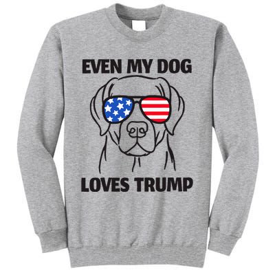 Labrador Dog Sunglasses Usa Flag Even My Dog Loves Trump Tall Sweatshirt