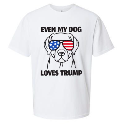 Labrador Dog Sunglasses Usa Flag Even My Dog Loves Trump Sueded Cloud Jersey T-Shirt