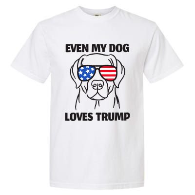 Labrador Dog Sunglasses Usa Flag Even My Dog Loves Trump Garment-Dyed Heavyweight T-Shirt