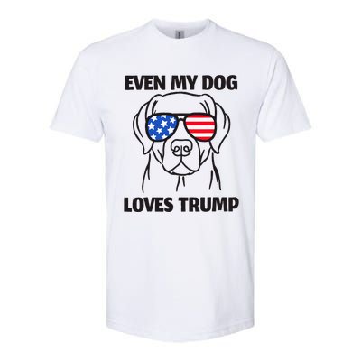 Labrador Dog Sunglasses Usa Flag Even My Dog Loves Trump Softstyle CVC T-Shirt