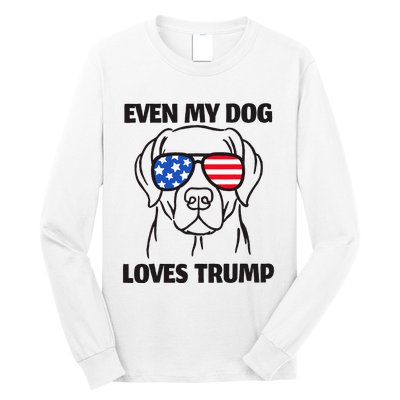 Labrador Dog Sunglasses Usa Flag Even My Dog Loves Trump Long Sleeve Shirt