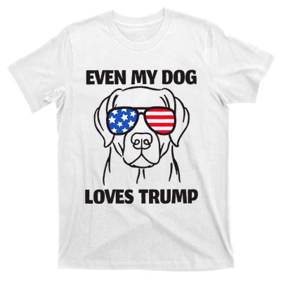 Labrador Dog Sunglasses Usa Flag Even My Dog Loves Trump T-Shirt