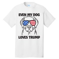 Labrador Dog Sunglasses Usa Flag Even My Dog Loves Trump Tall T-Shirt