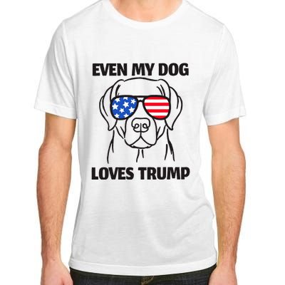 Labrador Dog Sunglasses Usa Flag Even My Dog Loves Trump Adult ChromaSoft Performance T-Shirt