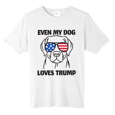 Labrador Dog Sunglasses Usa Flag Even My Dog Loves Trump Tall Fusion ChromaSoft Performance T-Shirt