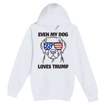 Labrador Dog Sunglasses Usa Flag Even My Dog Loves Trump Premium Pullover Hoodie