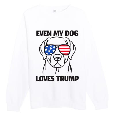 Labrador Dog Sunglasses Usa Flag Even My Dog Loves Trump Premium Crewneck Sweatshirt