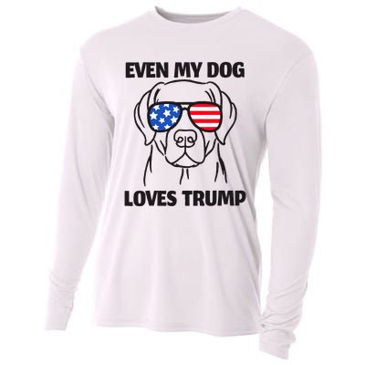 Labrador Dog Sunglasses Usa Flag Even My Dog Loves Trump Cooling Performance Long Sleeve Crew