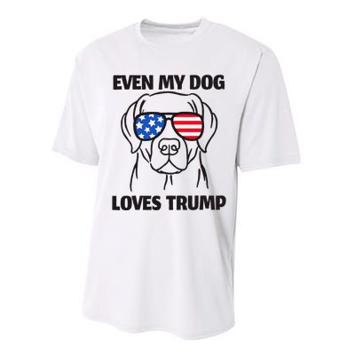 Labrador Dog Sunglasses Usa Flag Even My Dog Loves Trump Performance Sprint T-Shirt