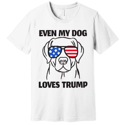 Labrador Dog Sunglasses Usa Flag Even My Dog Loves Trump Premium T-Shirt