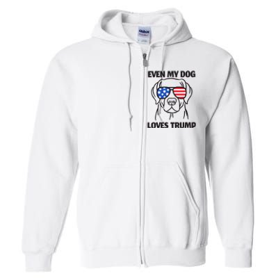 Labrador Dog Sunglasses Usa Flag Even My Dog Loves Trump Full Zip Hoodie