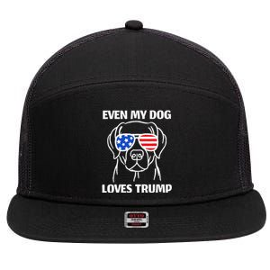 Labrador Dog Sunglasses Usa Flag Even My Dog Loves Trump 7 Panel Mesh Trucker Snapback Hat