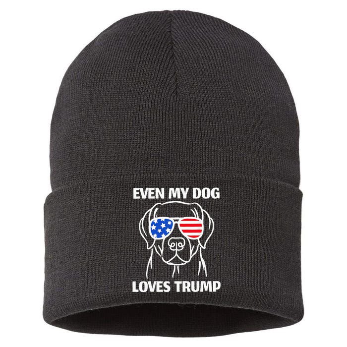 Labrador Dog Sunglasses Usa Flag Even My Dog Loves Trump Sustainable Knit Beanie