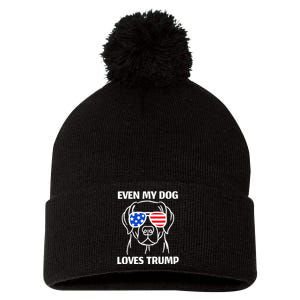 Labrador Dog Sunglasses Usa Flag Even My Dog Loves Trump Pom Pom 12in Knit Beanie