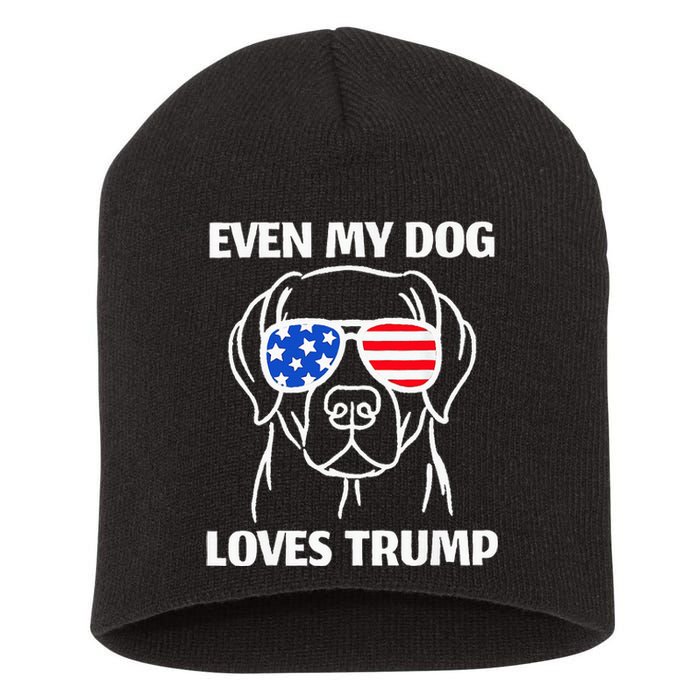 Labrador Dog Sunglasses Usa Flag Even My Dog Loves Trump Short Acrylic Beanie