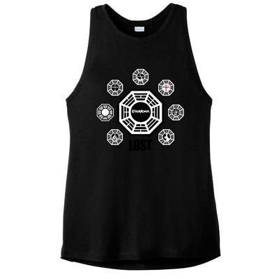 Lost Dharma Station Logos Gift Ladies PosiCharge Tri-Blend Wicking Tank