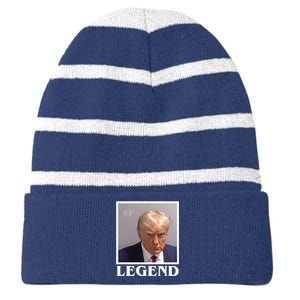 Legend Donald Trump Mugshot Pro Trump Striped Beanie with Solid Band