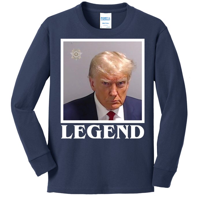 Legend Donald Trump Mugshot Pro Trump Kids Long Sleeve Shirt