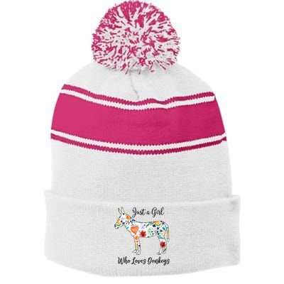 LOVES DONKEYS Tee Stripe Pom Pom Beanie