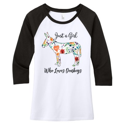 LOVES DONKEYS Tee Women's Tri-Blend 3/4-Sleeve Raglan Shirt