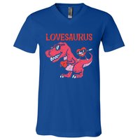 Lovesaurus Dino Trex Dab Heart Valentines Day Gift V-Neck T-Shirt