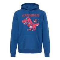 Lovesaurus Dino Trex Dab Heart Valentines Day Gift Premium Hoodie