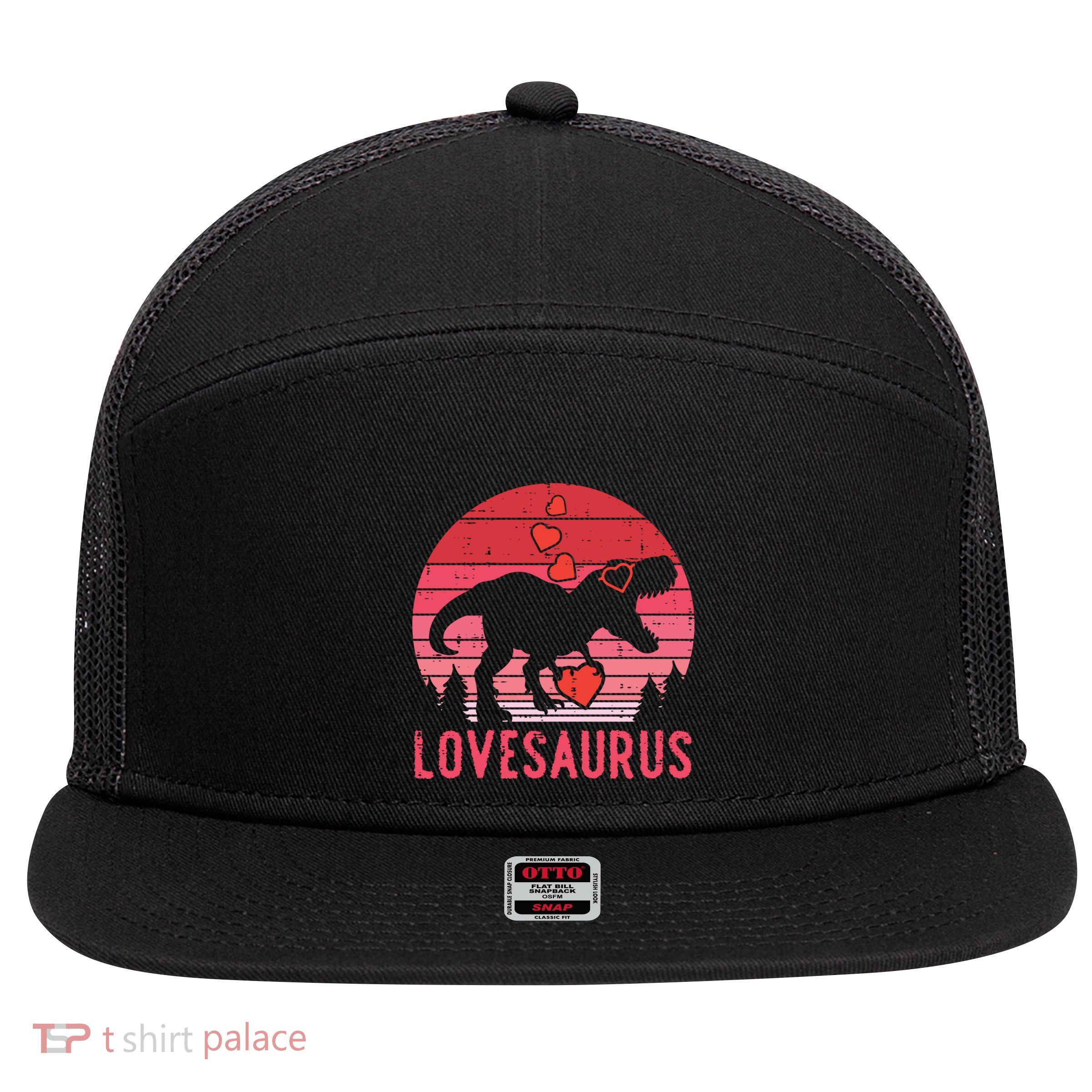 Lovesaurus Dino Trex Valentines Day Gift 7 Panel Mesh Trucker Snapback Hat