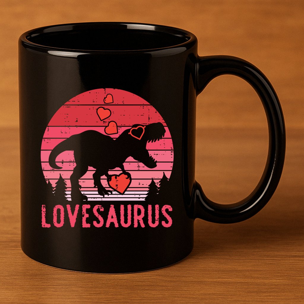 Lovesaurus Dino Trex Valentines Day Gift 11oz C Handle Ceramic Mug