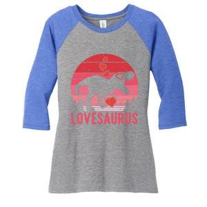 Lovesaurus Dino Trex Valentines Day Gift Women's Tri-Blend 3/4-Sleeve Raglan Shirt