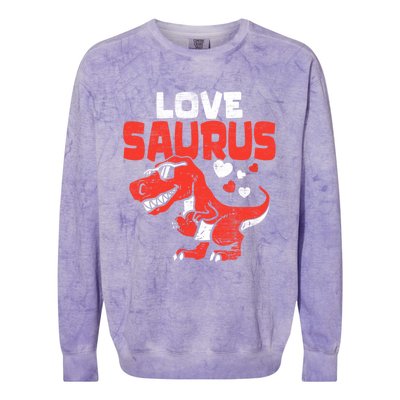 Lovesaurus Dinosaur T Rex Dino Cute Valentines Day Gift Colorblast Crewneck Sweatshirt